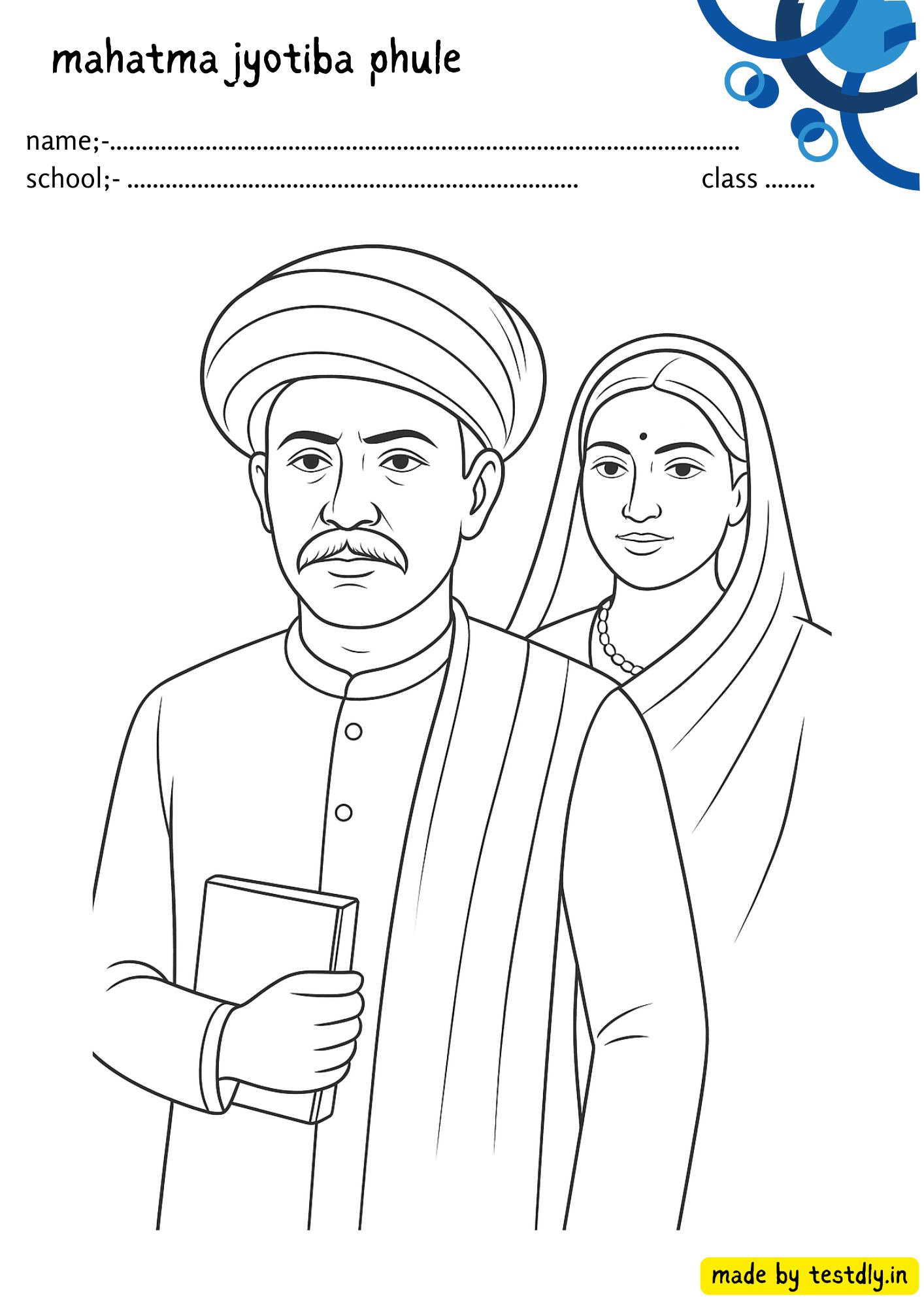 Mahatma Jyotiba Phule Outline Drawing Sheets – Free PDF Download