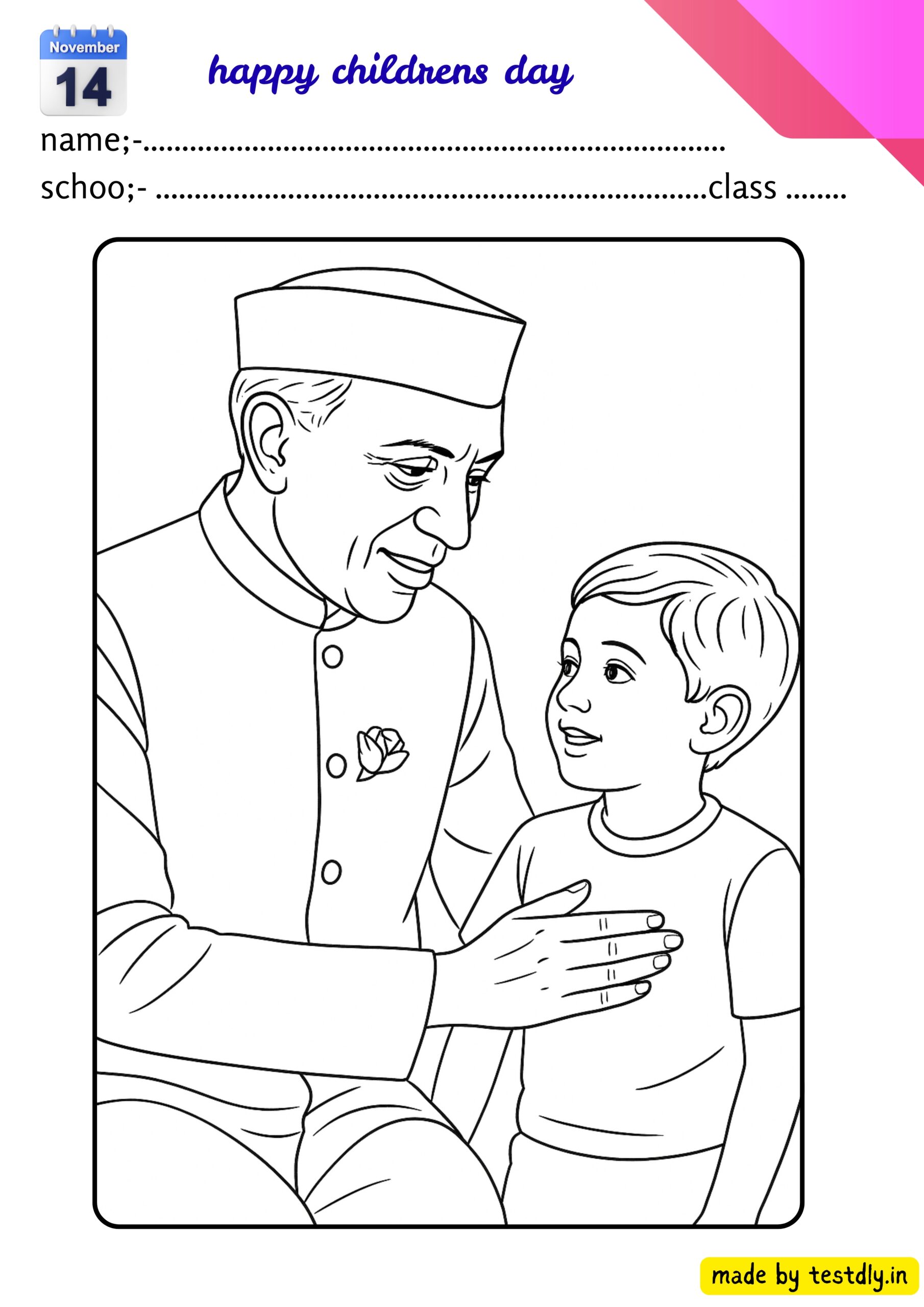 Drawing Outline Sheets for Children’s Day | Download Now