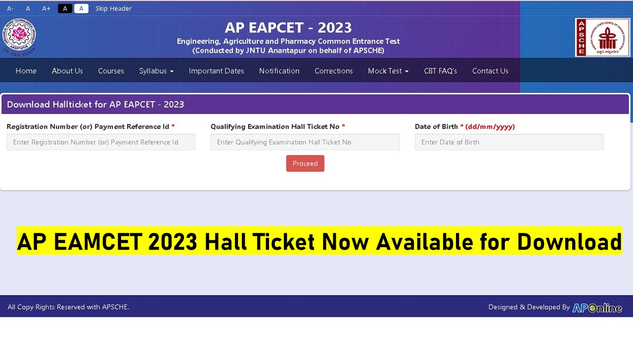 AP EAMCET 2023 Hall Ticket Now Available for Download